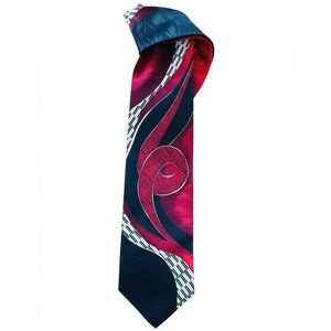 Pierre Balmain Paris Silk Tie NWT Abstract Art Red Blue Black Geometric Vintage